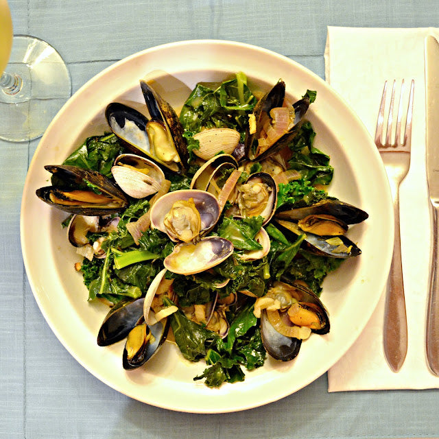 Gingered Mussels And Clams With Kale